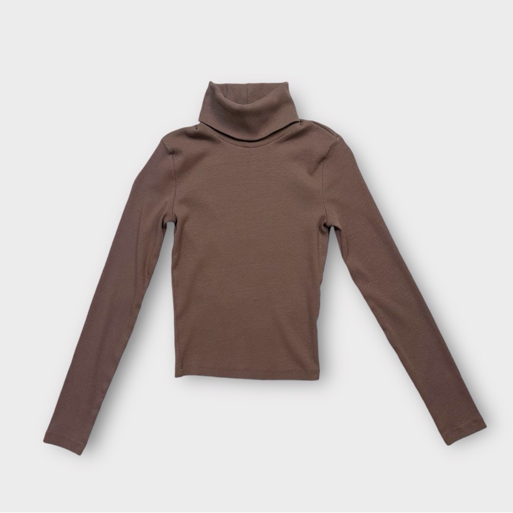 Zara Brown Ribbed Long Sleeve Turtleneck